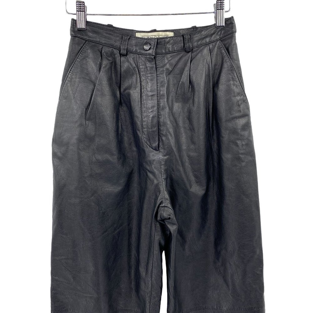 Vintage Evan Davies leather pants size 4 small black high rise tapered leg emo